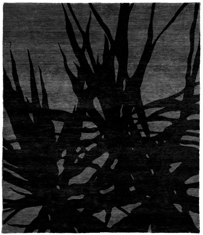 现代风格灰墨色黑色树纹图案地毯贴图