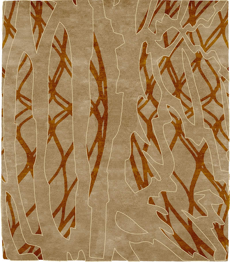 现代风格浅咖色橘色抽象纹理图案地毯贴图