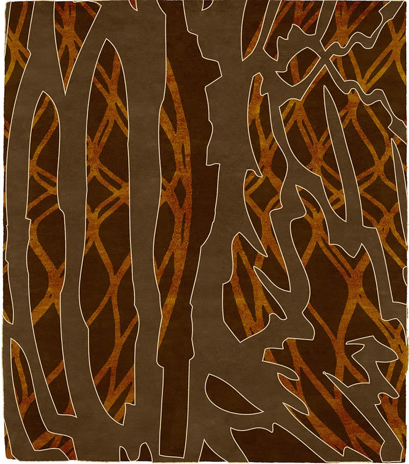 现代风格深咖橘色抽象纹理图案地毯贴图
