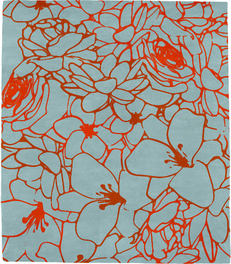 现代风格浅蓝色花纹纹理图案地毯贴图
