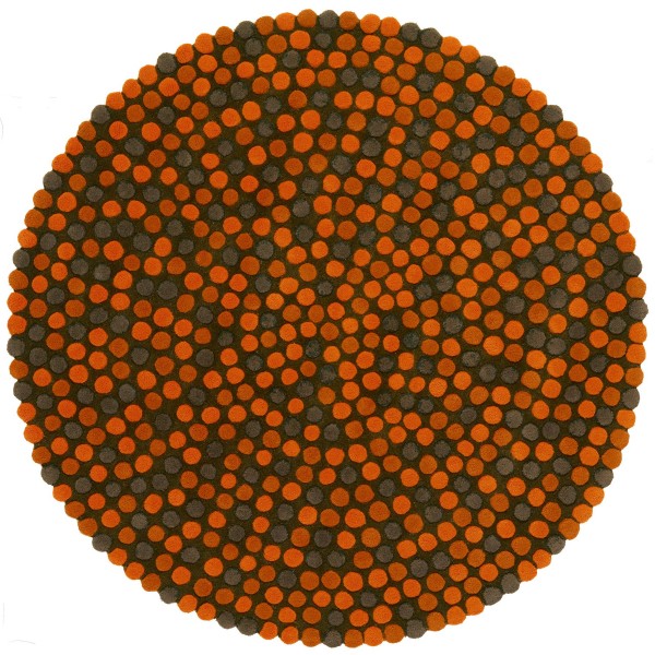 现代风格深灰绿色橘色圆点图案圆形地毯贴图