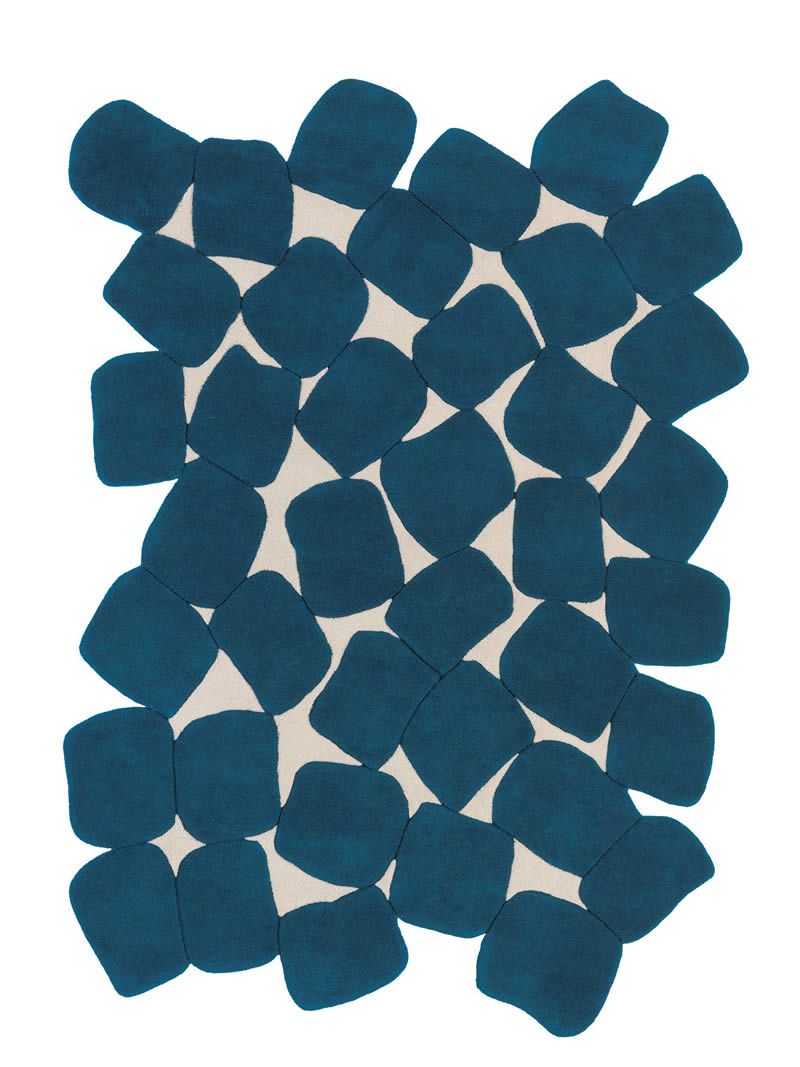 现代风格青蓝色异形色块图案地毯贴图
