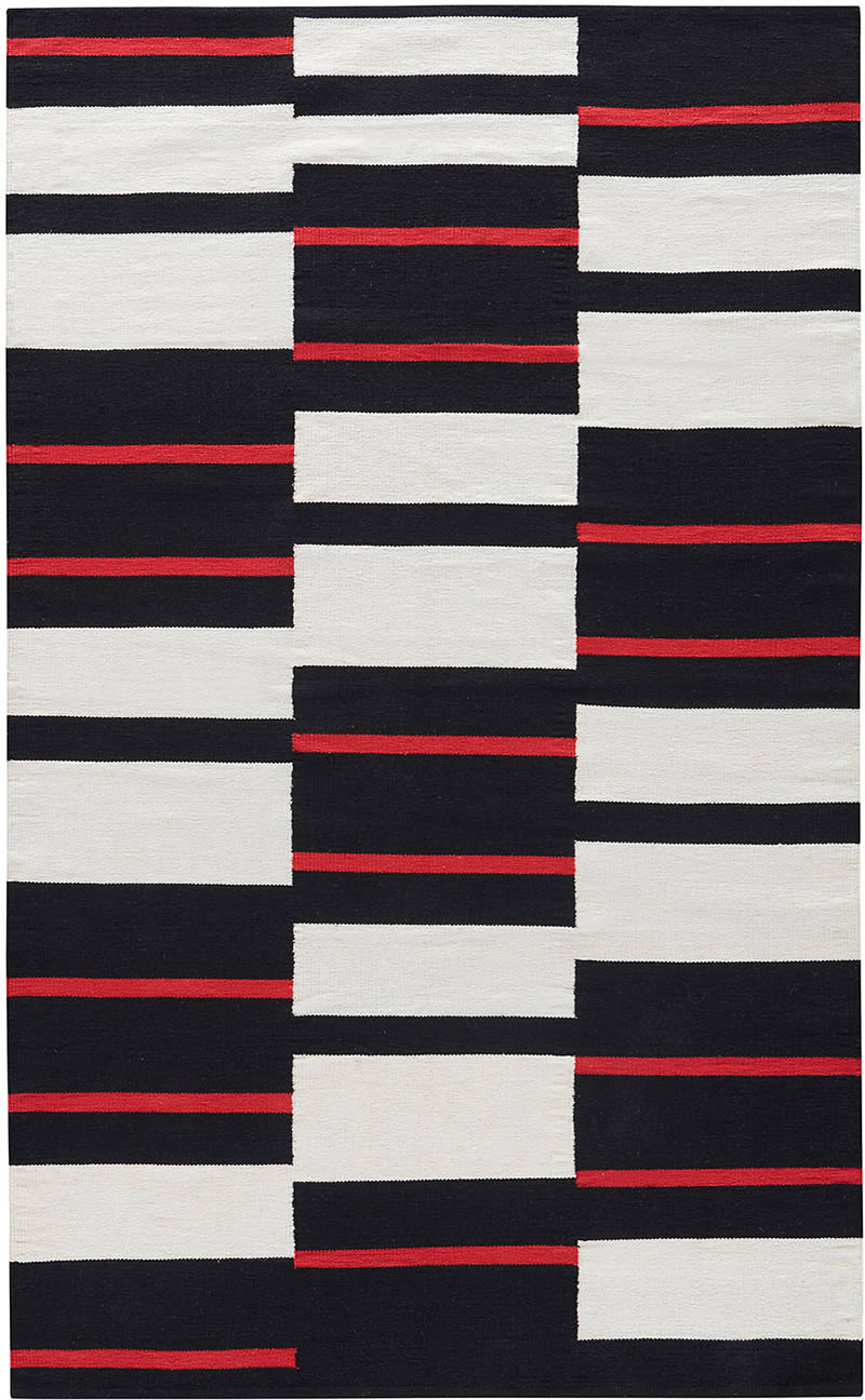 现代风格黑红白色条纹图案地毯贴图