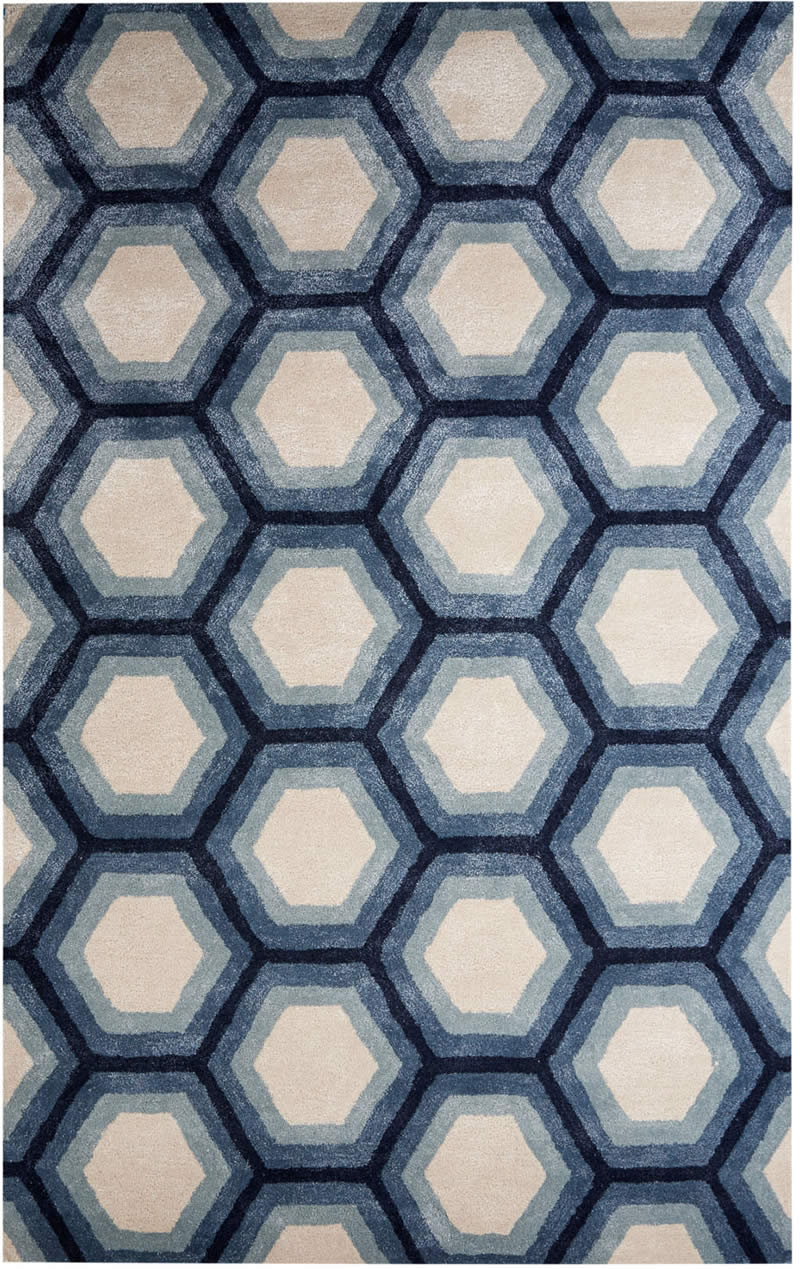 现代风格墨蓝色六角图形图案地毯贴图