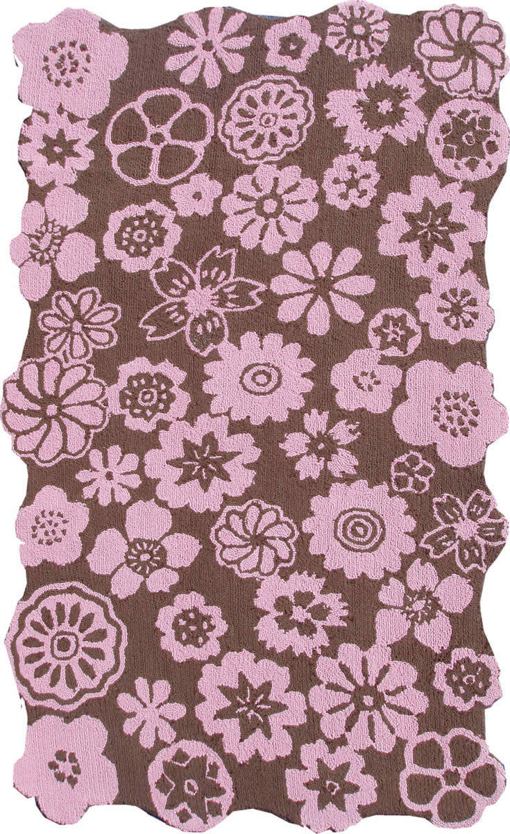 现代风格深咖粉色花朵图案儿童地毯贴图