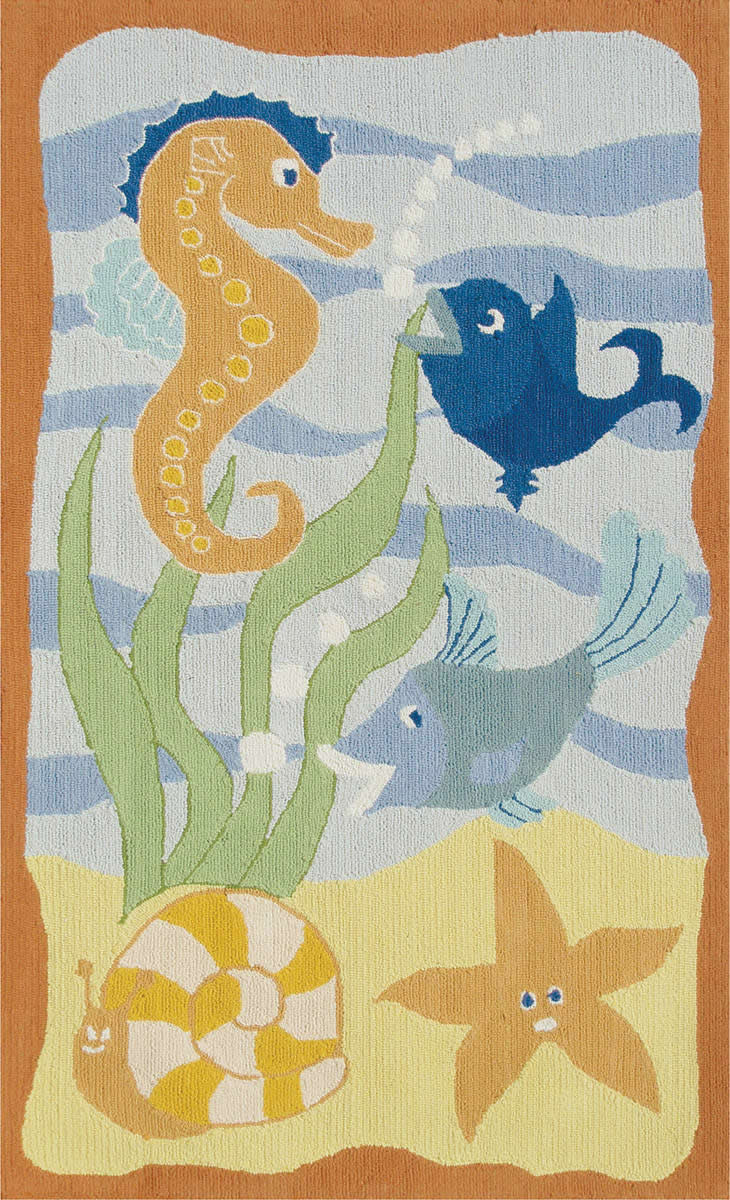 现代风格海洋鱼海马图案儿童地毯贴图