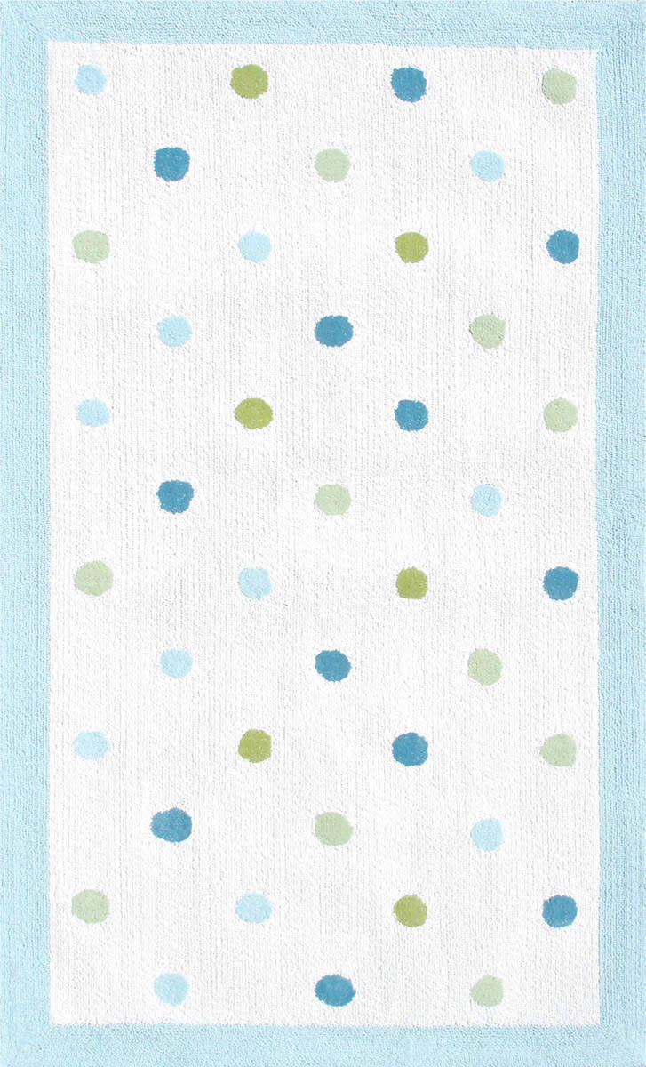 现代风格蓝白圆点图案儿童地毯贴图