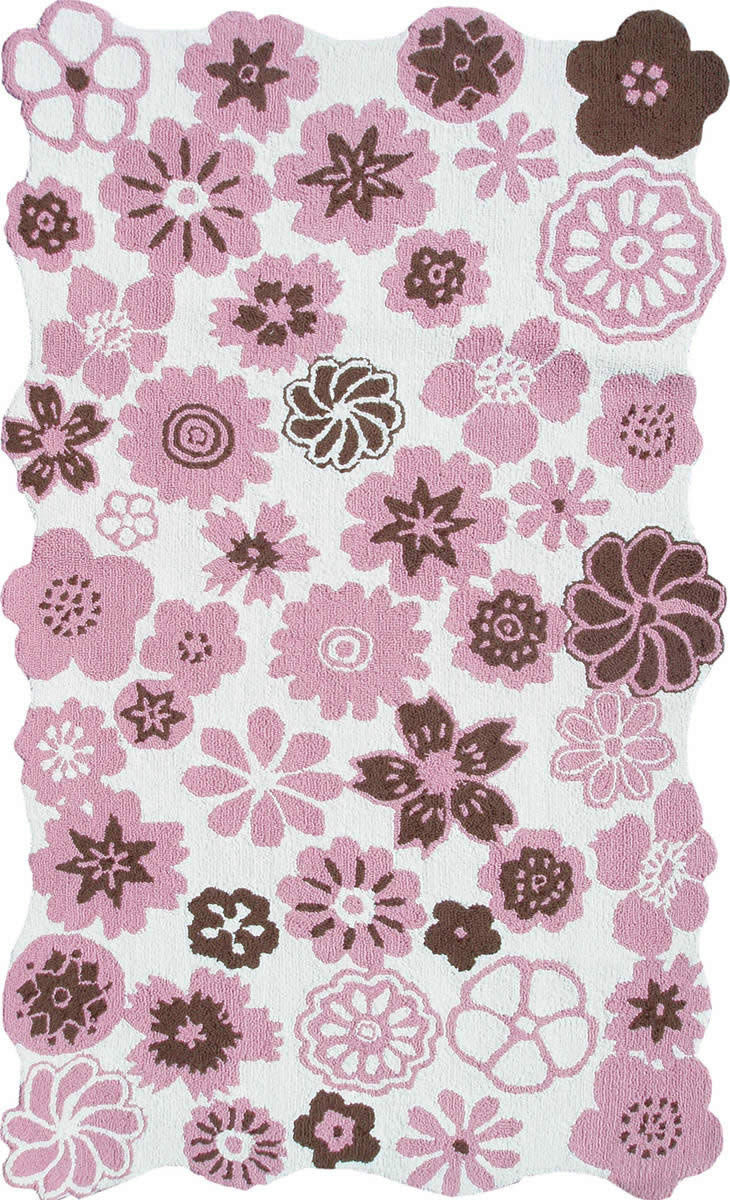 现代风格粉白色花朵图案儿童地毯贴图