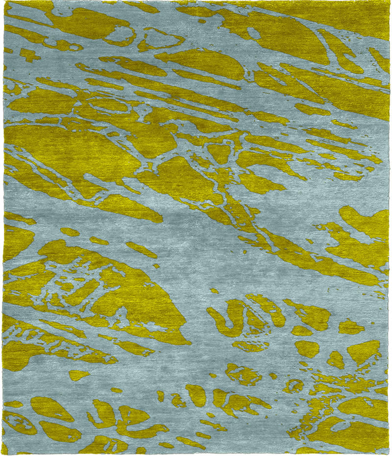 新中式蓝灰黄色抽象纹理图案地毯贴图