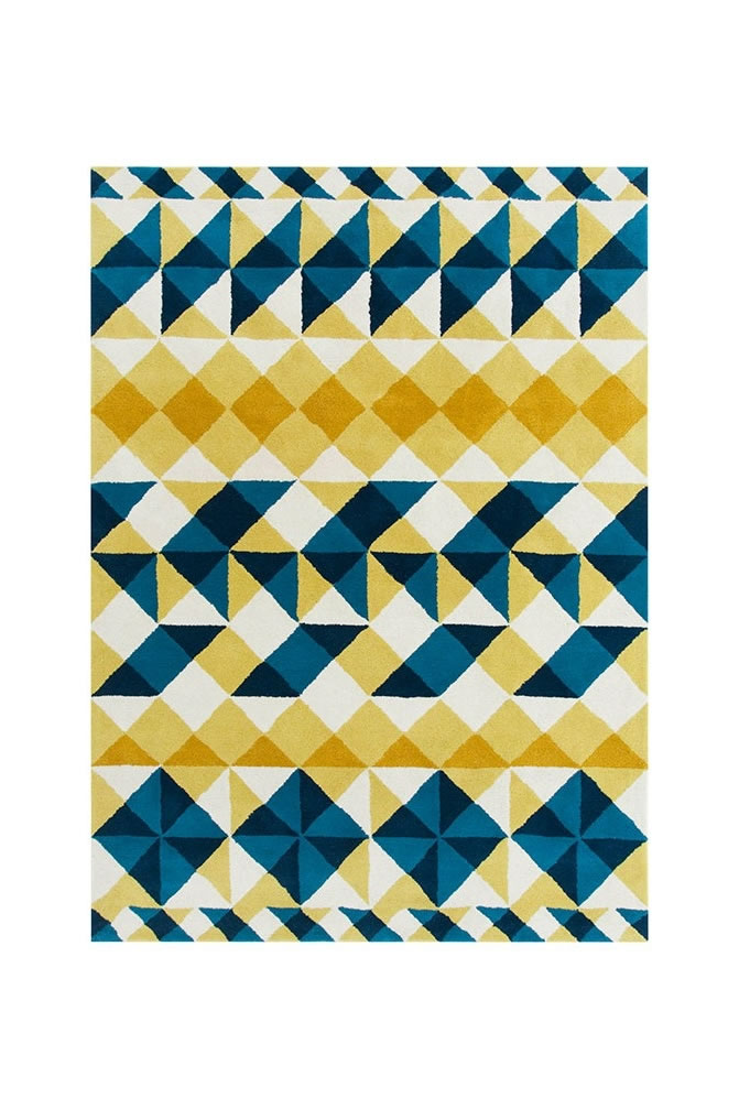 现代风格黄蓝色几何三角图形地毯贴图