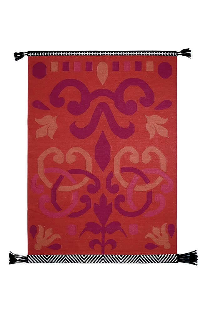 现代风格红色简单花纹图案地毯贴图