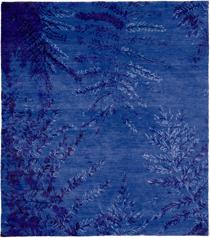 现代美式深浅蓝色树叶子图案地毯贴图