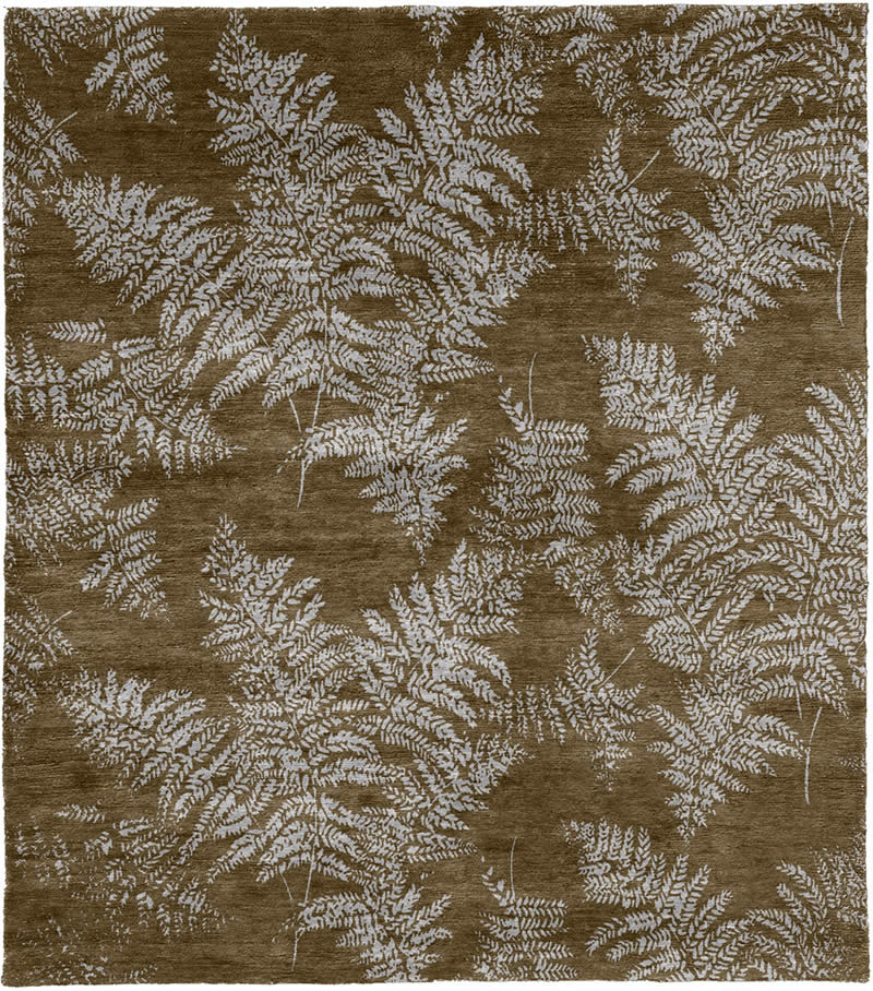 现代美式咖白色草叶子图案地毯贴图
