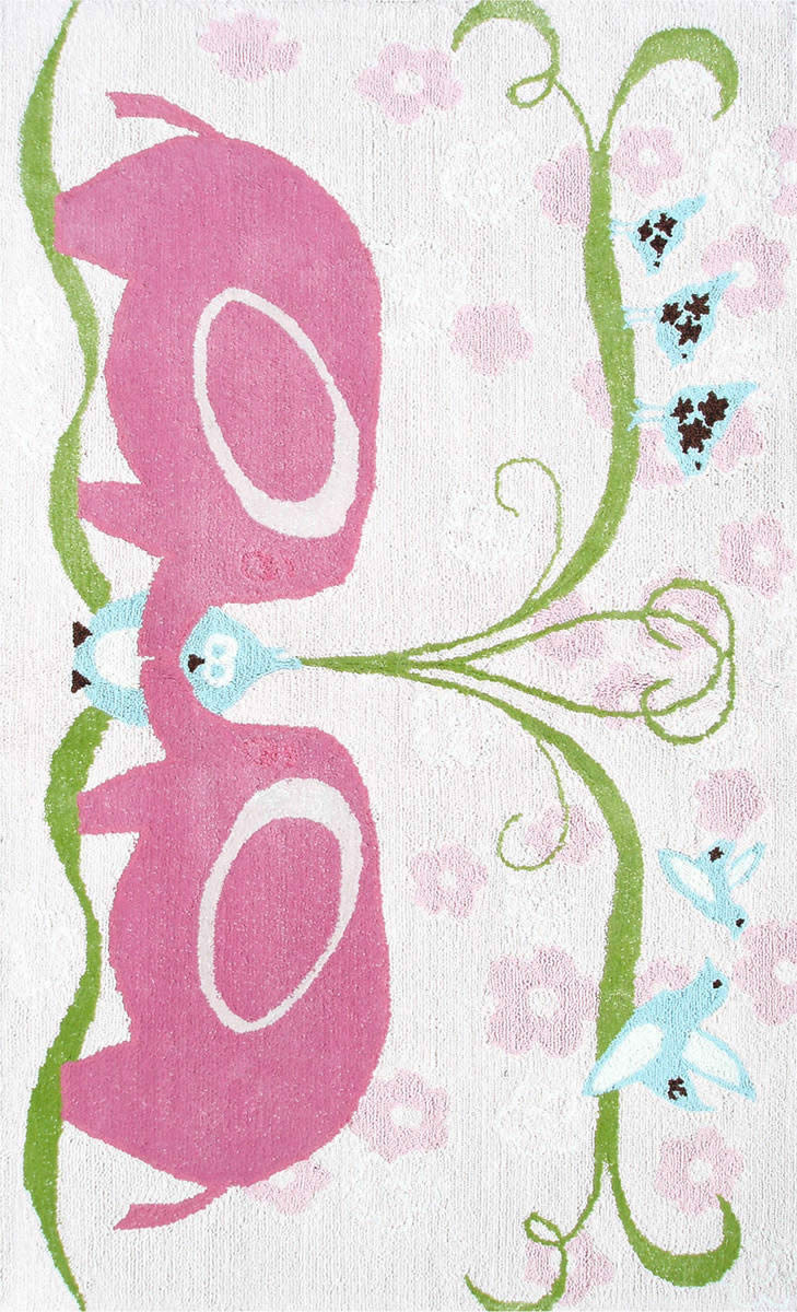 现代风格浅粉色动物花朵图案儿童地毯贴图