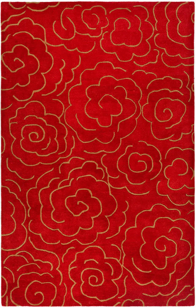 新中式风格红色荷花花纹图案地毯贴图