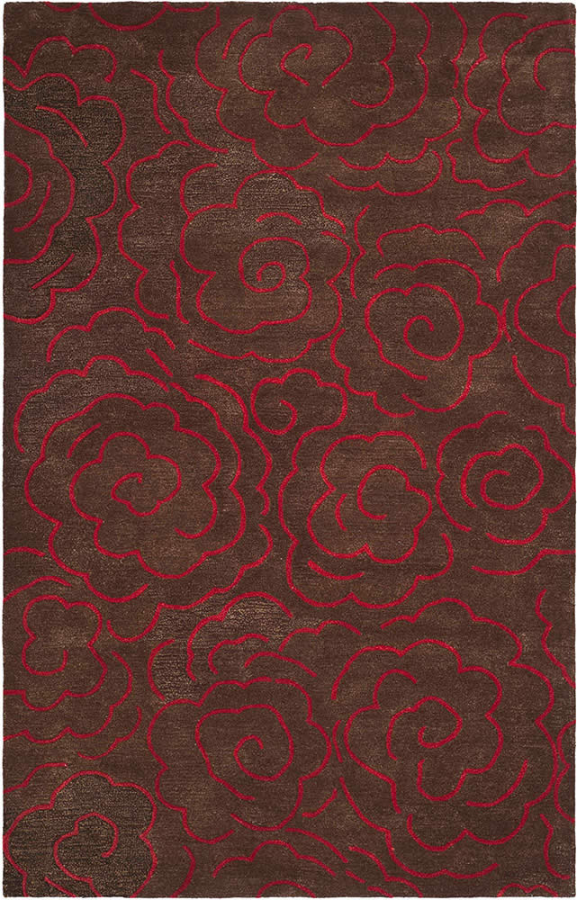新中式风格深咖色荷花花纹图案地毯贴图