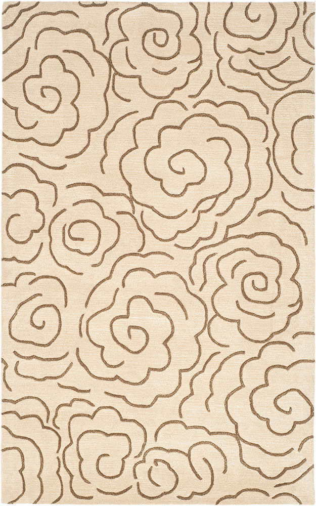 新中式风格浅咖色荷花花纹图案地毯贴图