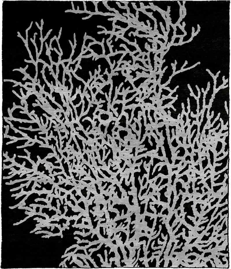现代风格黑白珊瑚纹理图案地毯贴图