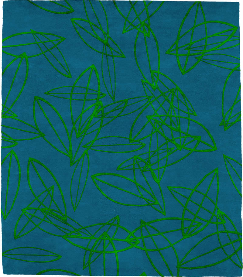 现代风格蓝绿色叶子纹理图案地毯贴图