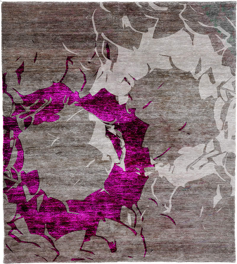 现代风格浅咖色白紫色抽象图案地毯贴图