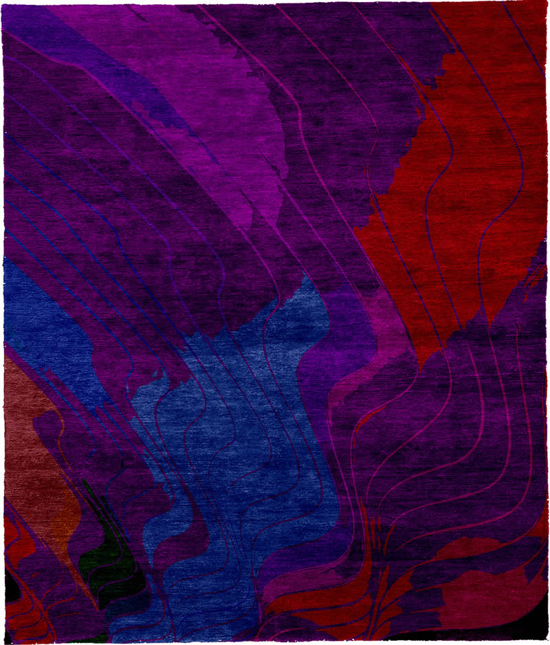 现代风格紫红蓝色抽象纹理图案地毯贴图