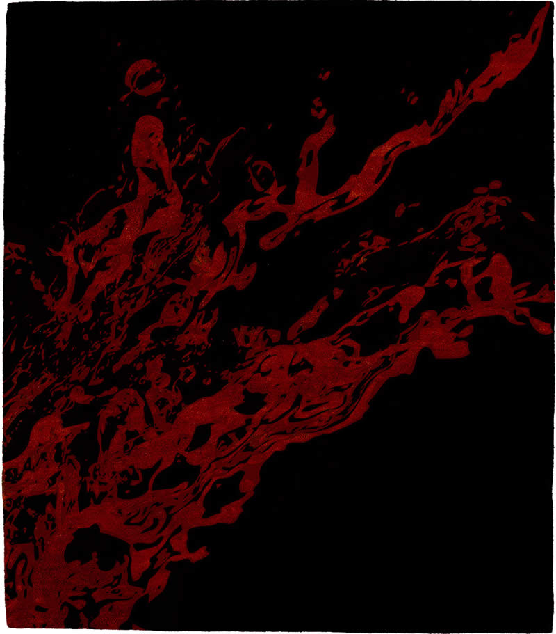 现代风格黑红色水墨抽象图案地毯贴图