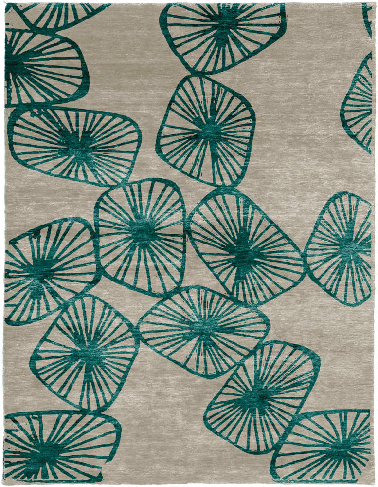 现代风格青绿色简单叶子图案地毯贴图