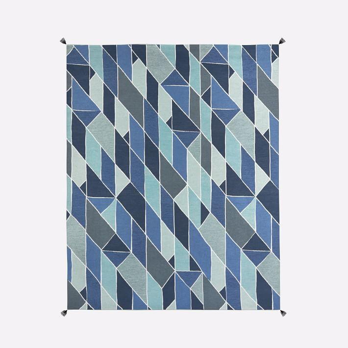 现代风格深浅蓝色几何图形地毯贴图