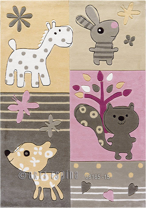 现代风格浅灰色小动物图案儿童地毯贴图