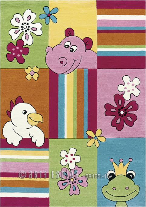 现代风格彩色动物花朵图案儿童地毯贴图