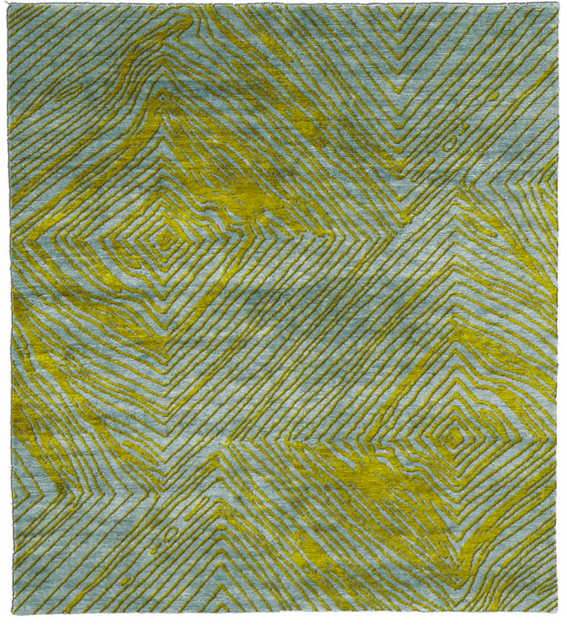 现代风格黄蓝色几何图形图案地毯贴图