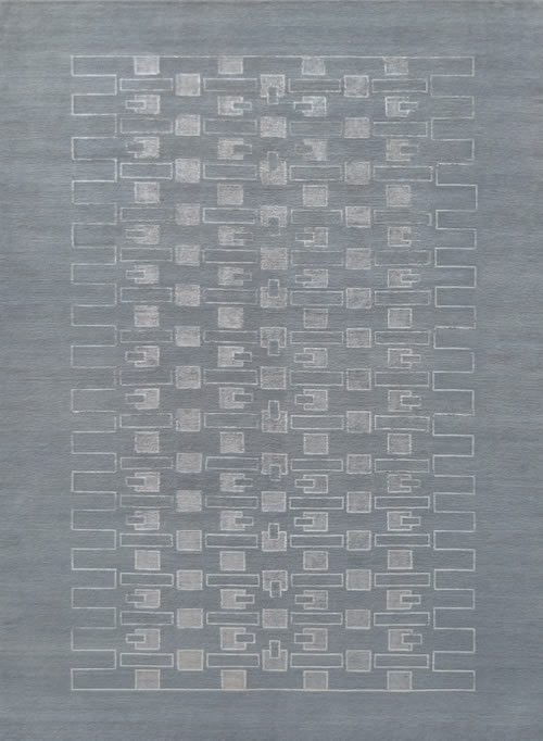 新中式蓝灰色简单几何图形图案地毯贴图