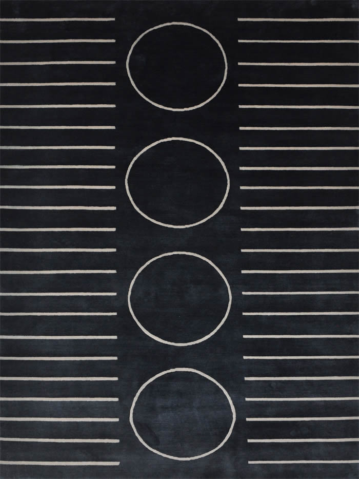 现代风格黑白圆圈线条图案地毯贴图