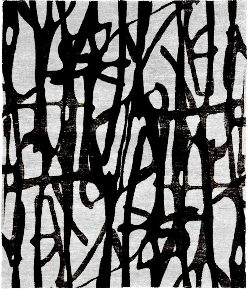 现代风格黑白色抽象纹理图案地毯贴图