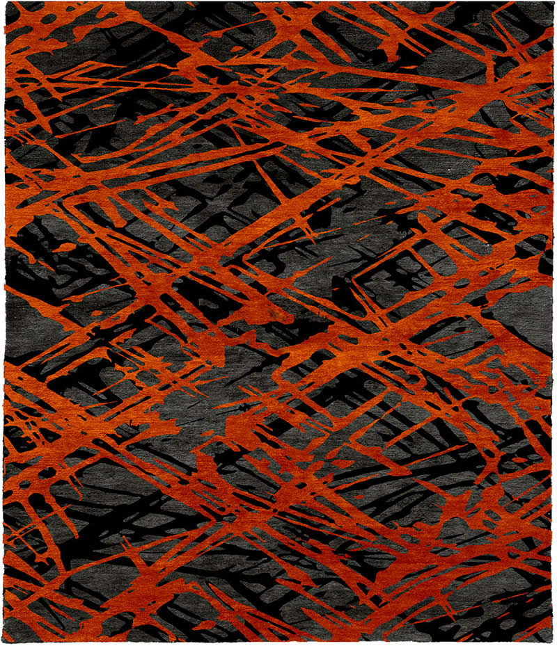 现代风格咖红色深灰色抽象图案地毯贴图