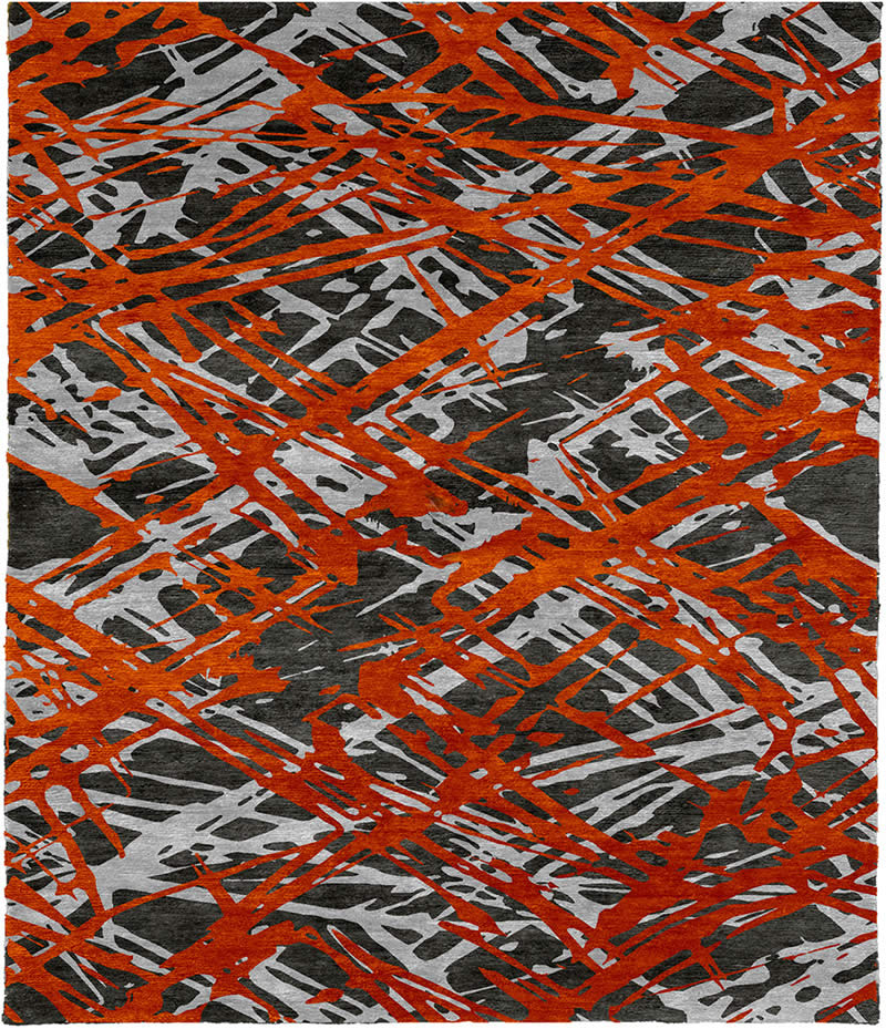 现代风格咖红色灰色抽象图案地毯贴图