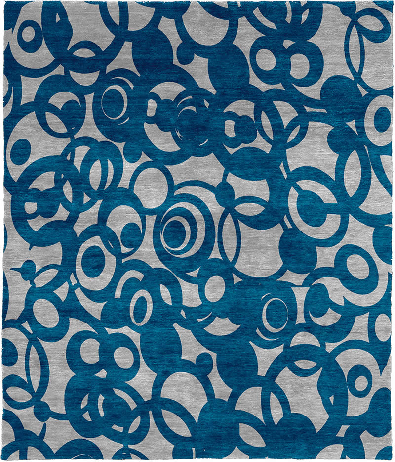 现代风蓝灰色抽象圆圈图案地毯贴图