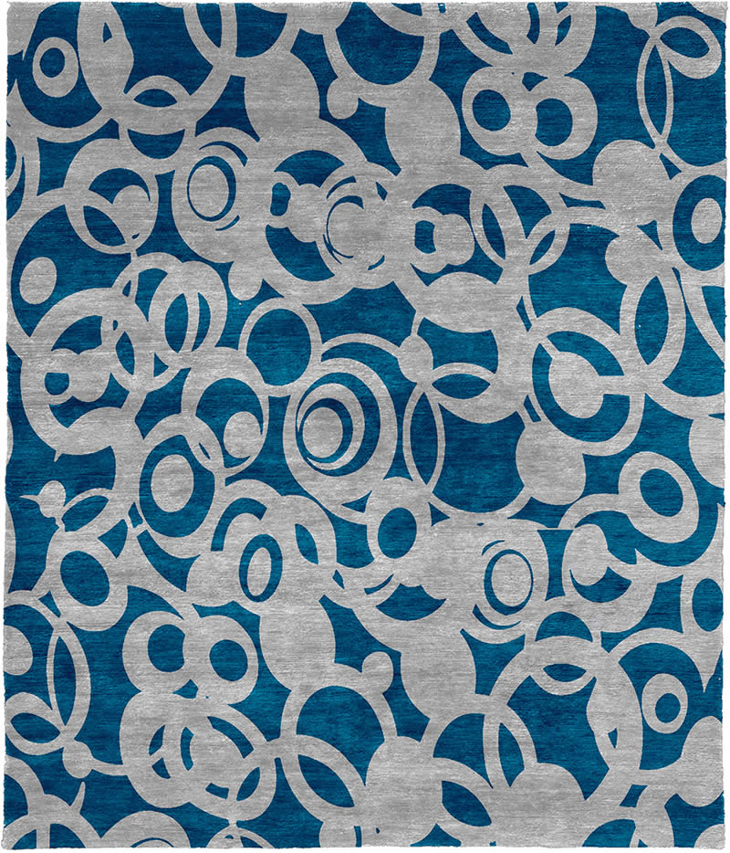 现代风格灰蓝色抽象圆圈图案地毯贴图