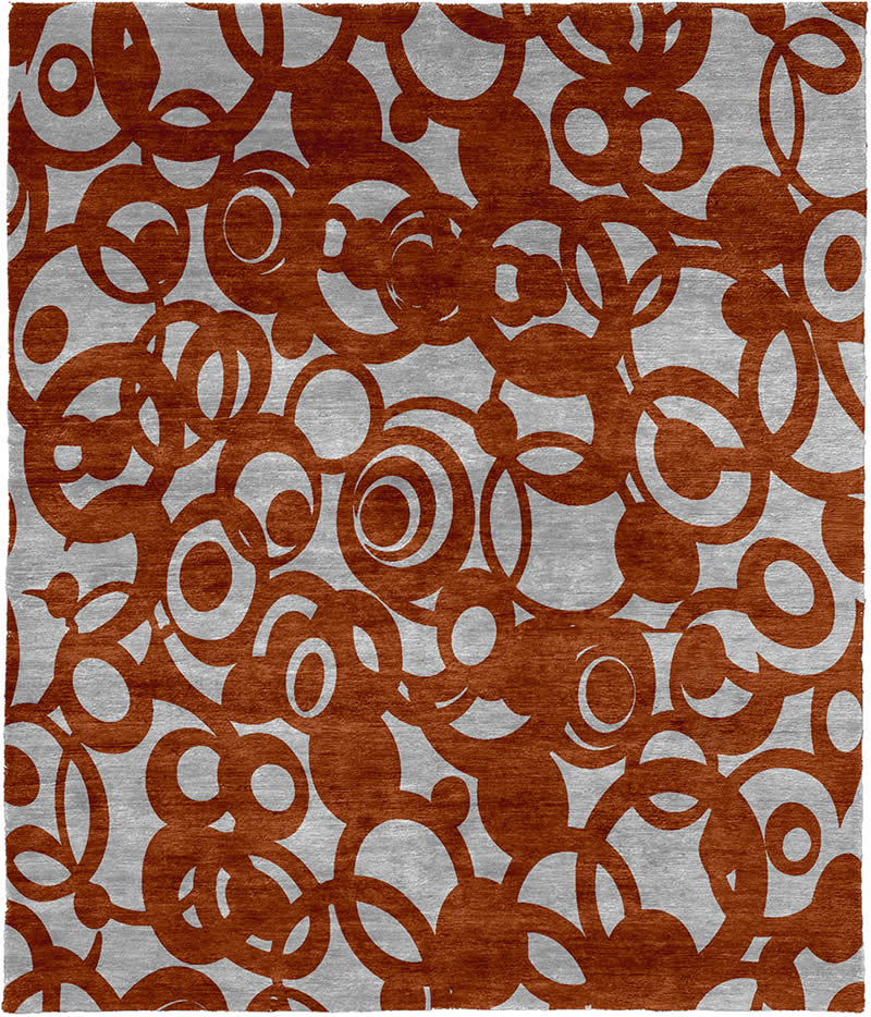 现代风格咖红灰色抽象圆圈图案地毯贴图