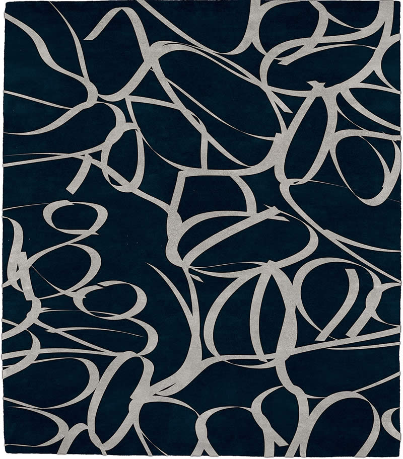 现代风格深蓝色白色抽象纹理图案地毯贴图