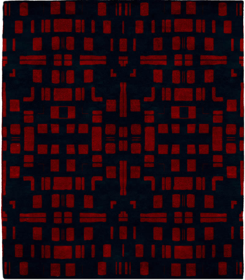 现代风格深墨色红色格子图案地毯贴图