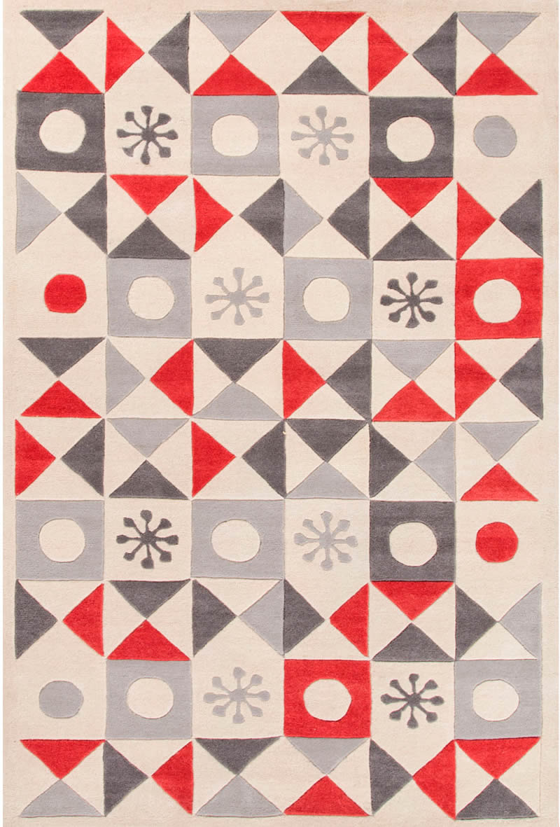 现代风格红灰色三角图形图案地毯贴图