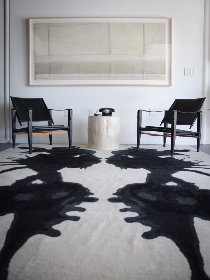 现代简约黑灰白色抽象图案地毯贴图-7