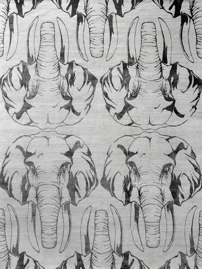 现代风格浅灰色大象动物图案地毯贴图