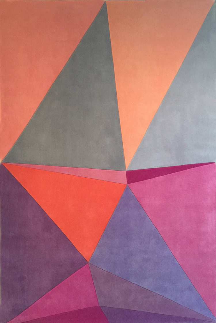 现代风格紫粉色几何色块图案地毯贴图