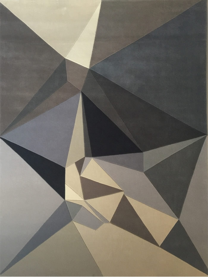 现代风格墨灰色几何色块图案地毯贴图-2