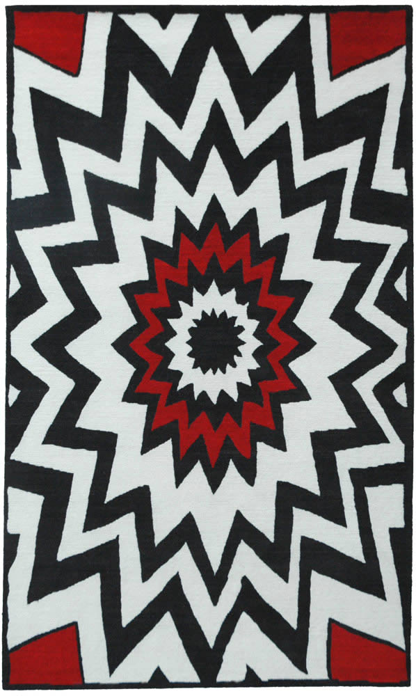 现代风格简单黑白红色图案地毯贴图