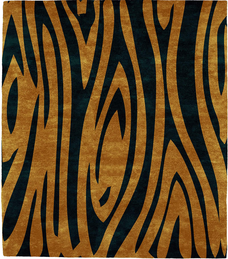现代风格深蓝橘黄色简单纹理图案地毯贴图