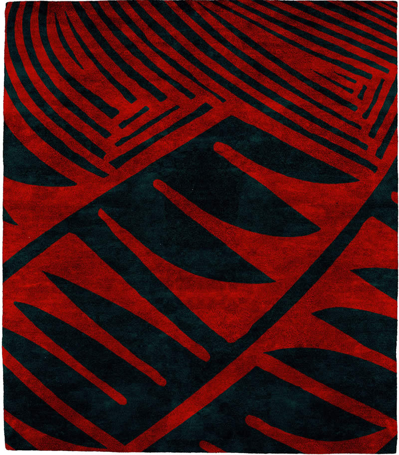 现代风格深蓝红色简单纹理图案地毯贴图