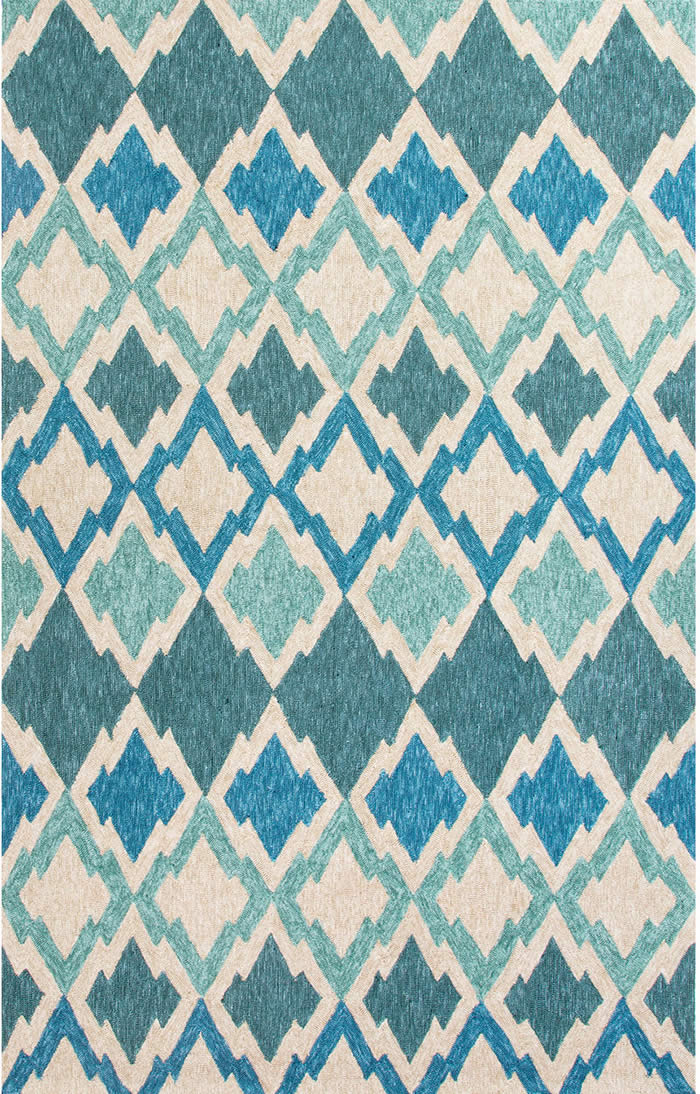 现代风格青蓝色几何图形图案地毯贴图